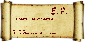 Elbert Henrietta névjegykártya