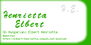 henrietta elbert business card